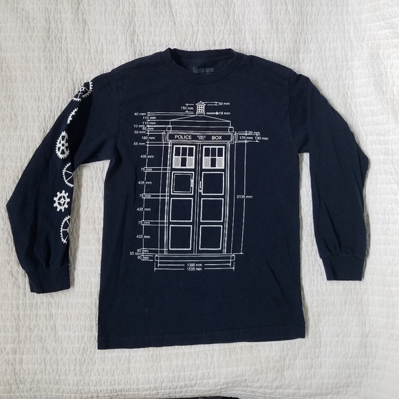 🖤Doctor Who TARDIS blueprint long sleeve - Picture 2 of 6